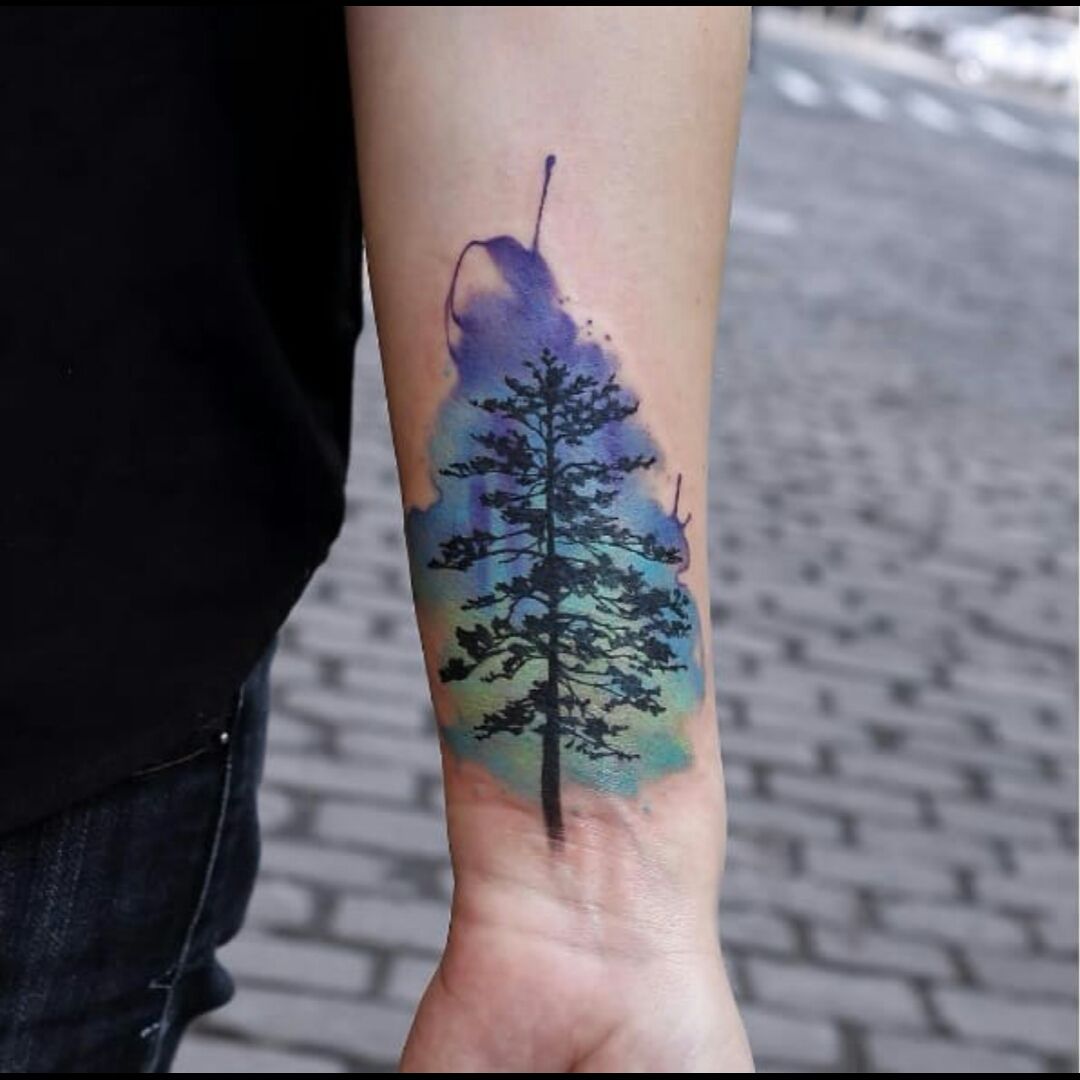 Tattoo Snob  Space With Northern Lights by benjiharristattoos