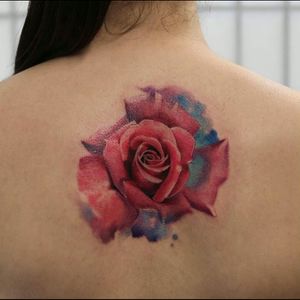 Awesome realistic watercolour red rose tattoo#dreamtattoo #mydreamtattoo