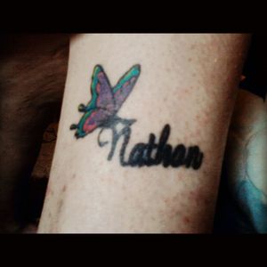 My very 1st tatt. My son's name. Right ankle.