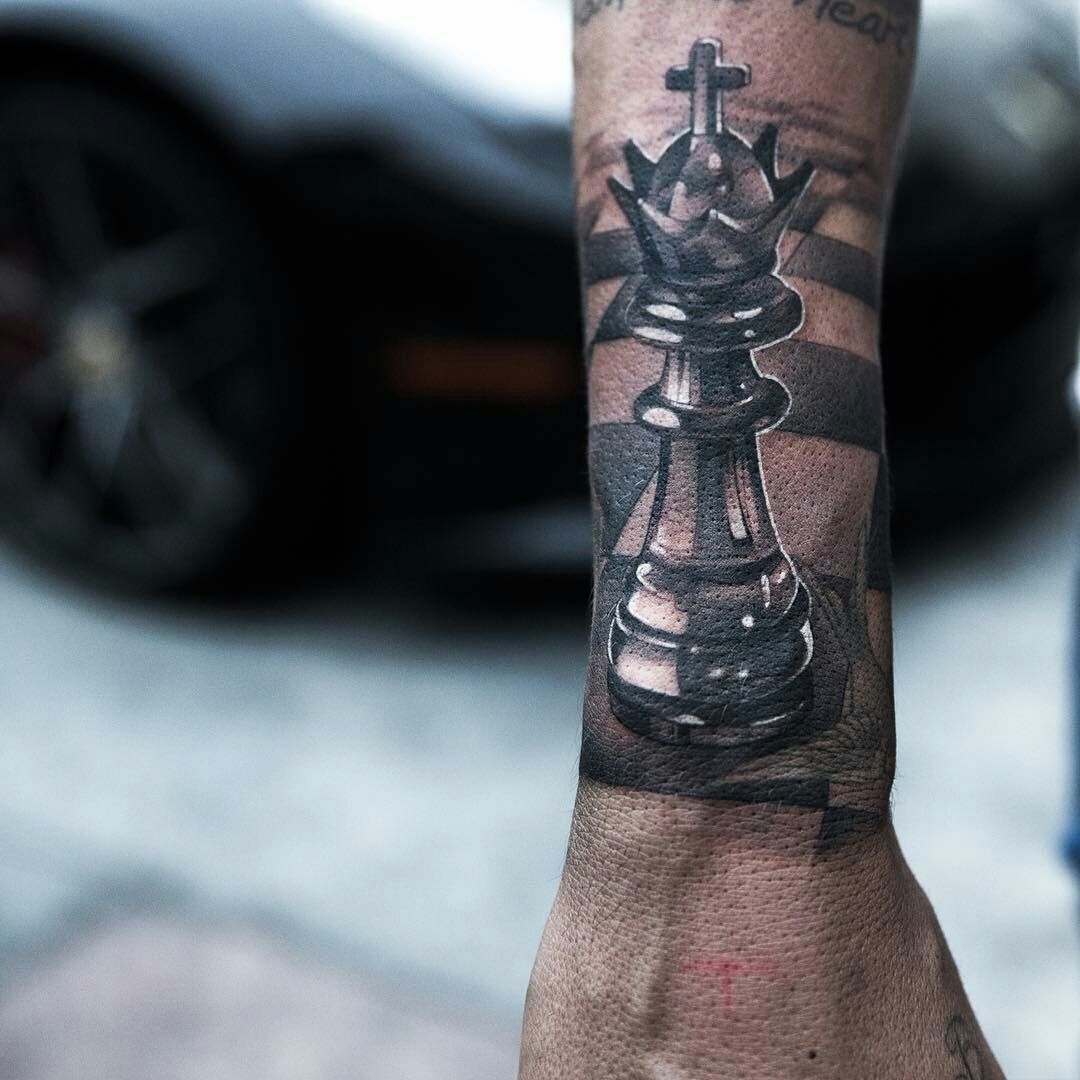 Tattoo uploaded by Orla  Hyper realistic black  grey king chess piece  tattoo dreamtattoo mydreamtattoo  Tattoodo