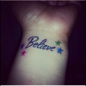 #depression #firsttattoo #believe #simple #scarsThis is my first tattoo I was getting out of a strong case off depression... the 4 stars are my grandparents who I know look after me
