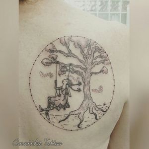 Tattoo inspired by the character Pipi longsocks ^---^♡ tattoo made by tattoo artist Anninha Tattoo #fineline #nature #treetattoo #girl #dotwork #anninhatattoo
