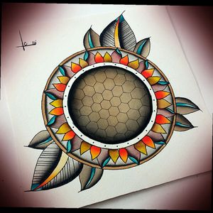 #sacredgeometry #geometrychaos #sunflower #mandala #honeycomb #traditional #tattooflash #tattooapprentice  #sbbodyarts #dowork