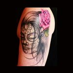 First bit of my sleeve #dayofthedead #pinkrose