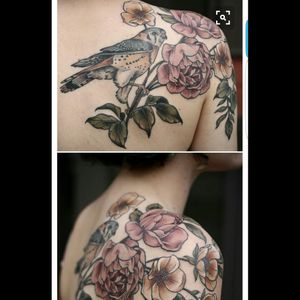 Kirsten Holliday works at Wonderland Tattoo in Portland, Oregon. Because her influences include traditional tattoos, botanical illustrations, and art nouveau, she loves to make tattoos that use bold lines and saturated, muted tones.#dreamtattoo #kirstenholliday #wonderlandtattoo