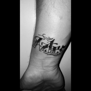 Work dedication tattoo. Company name tattooed on my wrist
