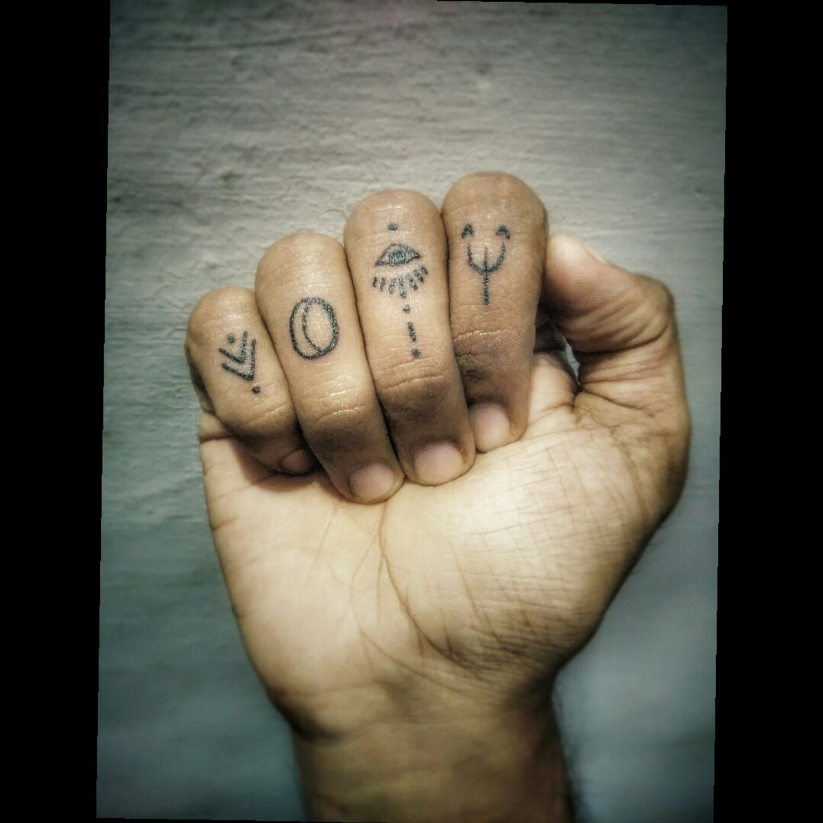 Tattoo uploaded by Madhu V Menon • boom! #minimal #minimalstic #minimalart  #minimalism #symbol #symbolic #symbolism #finger #fingers • Tattoodo