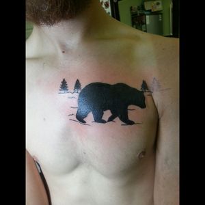 He wanted a bear walking towards his shoulder.... #tattooapprentice