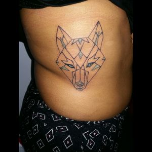 Finally got my first tatt,hurt SO much but hell it was WORTH IT!! Absolutely love my #geometric #wolf #blue #lines #black