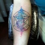 Transmutation circle by @agny #fma #fullmetalalchemist #tattoo #watercolor #splash #ink #color #blue #purple #violet #circle