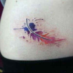 Fullcolor feather by @agny#watercolor #tattoo #splash #colorsplash #color #feather #fullcolor