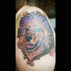 Tribute Tattoo to my Dog Merlyn done on 6/19/2016 @ Remington Tattoo by Brad Burkhart
