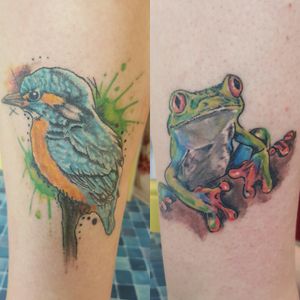 Slowly building my leg sleeve, tree frog and kingfisher both done by Dave Smith at Pure Colours