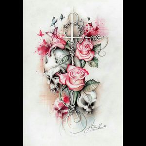 #skull #cross #roses