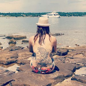 Weekend by the sea. Back piece - cover up in progress by La Madre Muerta.#lamadremuerta #raven #raventattoo #coverup #inprogress #neotraditional #backpiece #me #sea #big #tattoo #inkedgirl