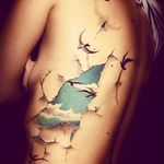 This tattoo is amazing. Artists is unknown though. If anyone knows, please tell me. #tattoo #sky #dreamtattoo #sidetattoo