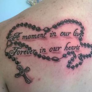 Second tattoo I got in memory of a friend and others that have come and gone. #rosarybeads #ForeverInOurHearts