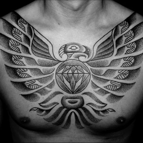 Sick black dot work native north American bird/eagle/raven tattoo #dreamtattoo #mydreamtattoo