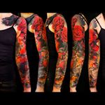 Absolutely stunning colour realism flowers, spiders & chain sleeve tattoo #dreamtattoo #mydreamtattoo