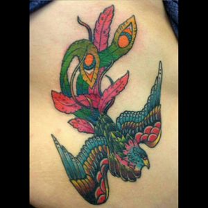 #Phoenix on my other side. Designed to match my gryphon. Tail part fresh bottom already healed. #color #japanesetattoo #japanesephoenix #myticalcreature . Done by the awesome @davewinntattoo @inkarma southport uk