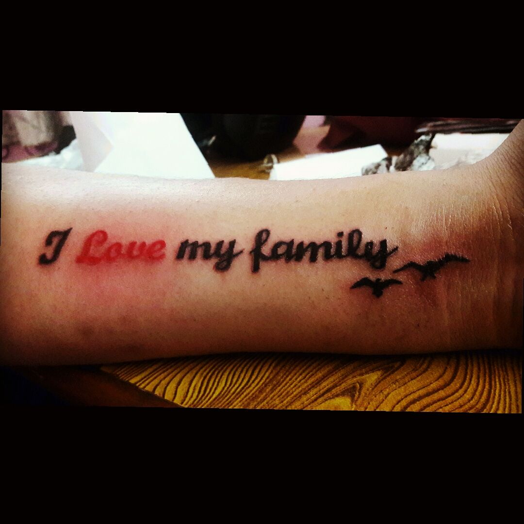 My love sign family tattoo done by Kari at Neon Dragon Tattoo in Cedar  Rapids IA Done in May 2021  rtattoos