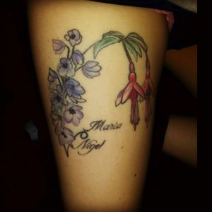 Tattoo with flowers to represents my parents and their names #flowers #love #family #familyfirst #Delphinium #fuchsias