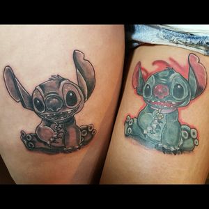 BFF tattoos! B&G stitch and color stitch! The color one was a cover-up!