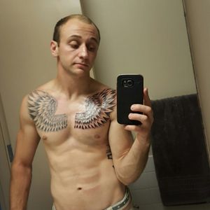 #chestpiece #blackandgrey #wings #tattooedmilitary