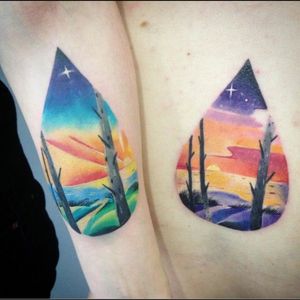 Awesome colourful landscape water drops tattoos#dreamtattoo #mydreamtattoo