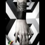 Sick solid black wrist tattoo with a geometric partial mandela tattoo #dreamtattoo #mydreamtattoo