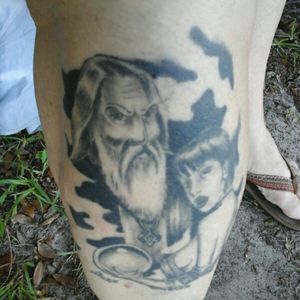 Wizard and minion drawn by Robert Busekros, ink applied by artist  at The Shanty in Buckeye Arizona.
