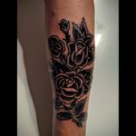 Just got my first tattoo! Beautiful piece done by @rodrigocanteras at our office tattoo shop @tattoodo #tattoo #tattooshop #tattoodo #roses #blackwork #traditionaltattoo #traditional #flower #welove