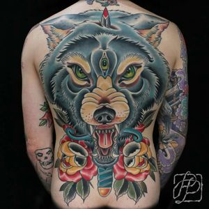 #wolf #dagger #backpiece #neotraditional #GoBigOrGoHome #PhilippPfeil #nakedtrustcrew #salzburg