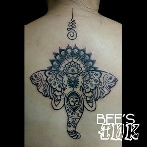 Mandala and henna inspired tattoo. #mandalaelephant #elephanttattoo #beesinkandartstudio