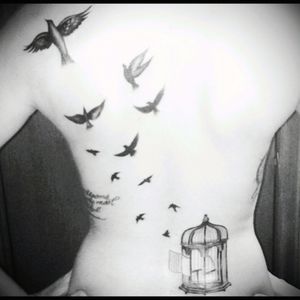 Number 4 and one of my favvves. Has a deep meaning. #birdcage #freedom #backpiece