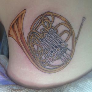 French Horn. Done at Tidewater Tattoo Studio by Rob