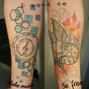 If you ask what do my tattoos mean... #Compass #Colombia #MorbidaTattooStudio#Morbida #CompassTattoo #compasstattoos  #Arm #Arms #leftarm #forearm #Forearms #LeftForearm #Left #watercolor #geometricwatercolor #geometry #geometric #tattoo #Music #musical #musical #musictattoo#Swallow #DavidHale #FranyellDelgara #SwallowTattoo #Arm #Arms #rightarm #forearm #Forearms #RightForearm #Right #watercolor #geometricwatercolor #pointillism #geometry #geometric #tattoomade both by tattoer @franyelldelgara