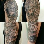 Still working on my sleeve... Next session in July, as I'm not in Ljubljana for the next few weeks. #tattoo #ink #inked #wolf #roses #eyeofprovidence