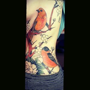 Got my birds filled in today. More progress on my side piece.