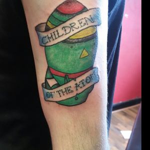 My friend ryan from inkslingers has done my new tattoo of the mini nuke for fallout #tattoo #FalloutTattoos