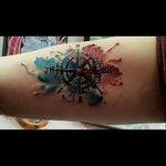 Compass rose water color tattoo, with my sister and I's initials. By Jason Tackett.