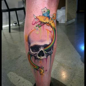 Tattoo by Kaegan Hawkins #adventuretime #skull #Finn #jake #awesome