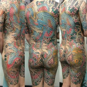 My back piece by the incredible Ian Flower at New Skool Tattoo in Ewell Village, Surrey, UK #dragon #japanese #backpiece #dragonbackpiece