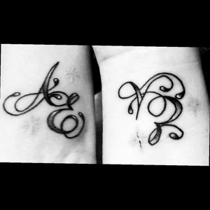 Tattoo with my best friend.Initial. Black and White.