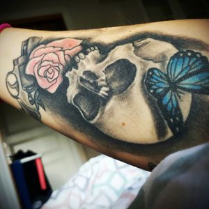 One of mine tattoo. Took it in Alanya. #cactustattoo #rose #gun #skull #butterfly