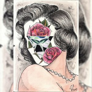 Just a watercolor design I did a while ago.. #tattoo #tattoodesign #neotraditional #women #noface #missnoface #roses #negative #geometric #watercolor #ink #art #byCR