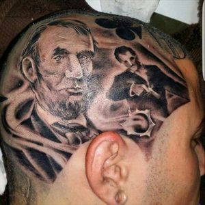 ABRAHAM LINCOLN TATTOO I DID ON THE HOMIE WHILE BACK.
