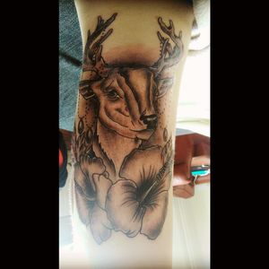 #tattoo #deer #flowers
