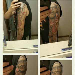 3/4 sleeve in progress by Joe King of off the map tattoo and fort doom.