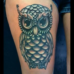 Got to finish this guy today. #blackandgrey #owltattoo #owl #tattoosbyfisch #tattoos #tattoo